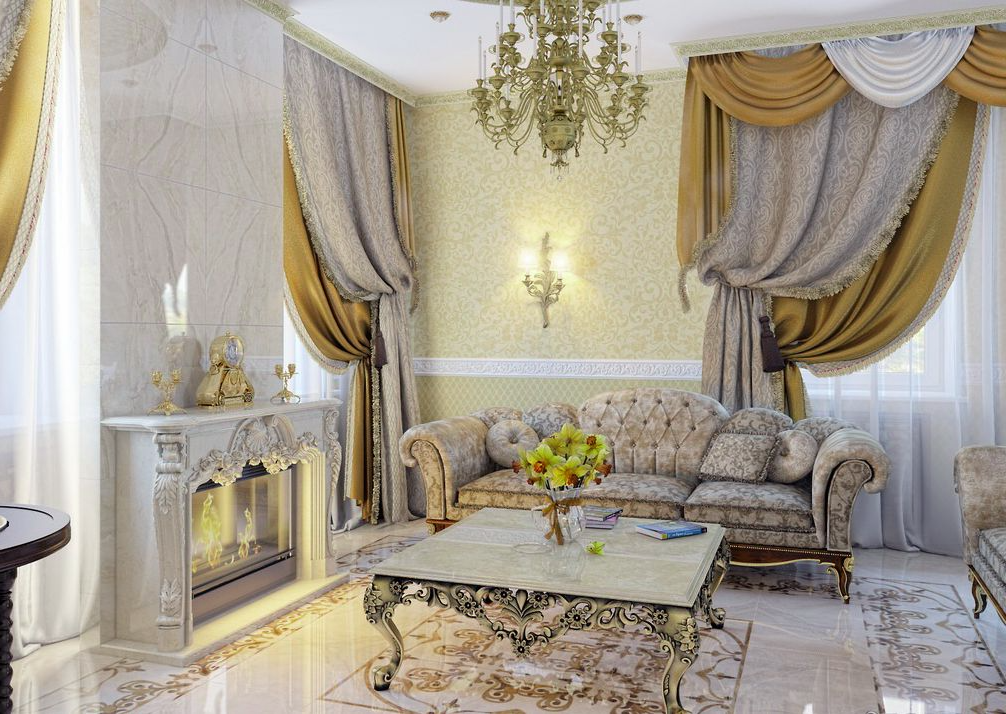 Стиль ампир в интерьере гостиной